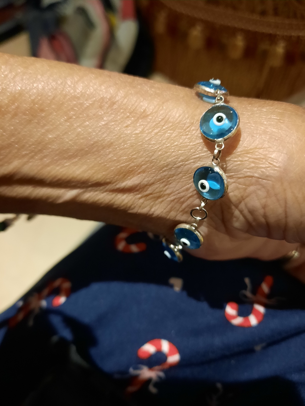 Blue Evil Eye Link Bracelet - Women's Protective Good Luck Charm